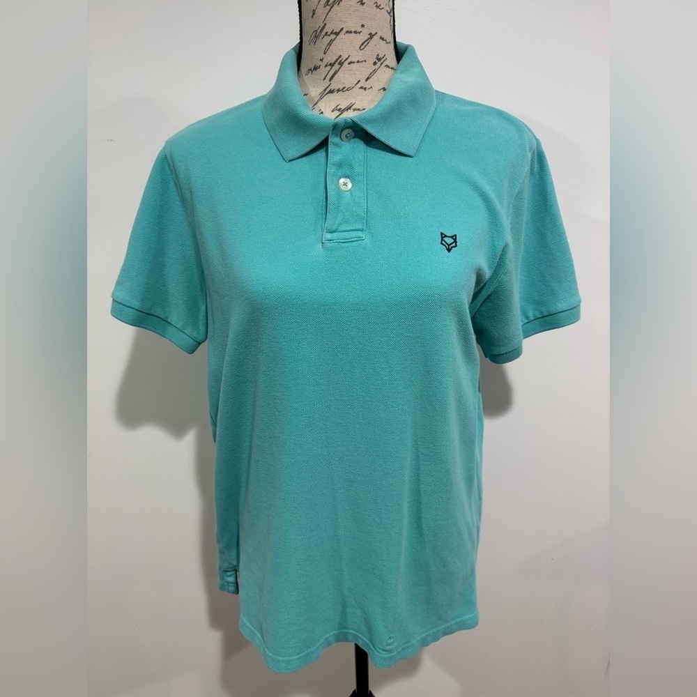 Prince & Fox 100% Cotton Short Sleeve Polo Shirt Size Medium Teal Blue